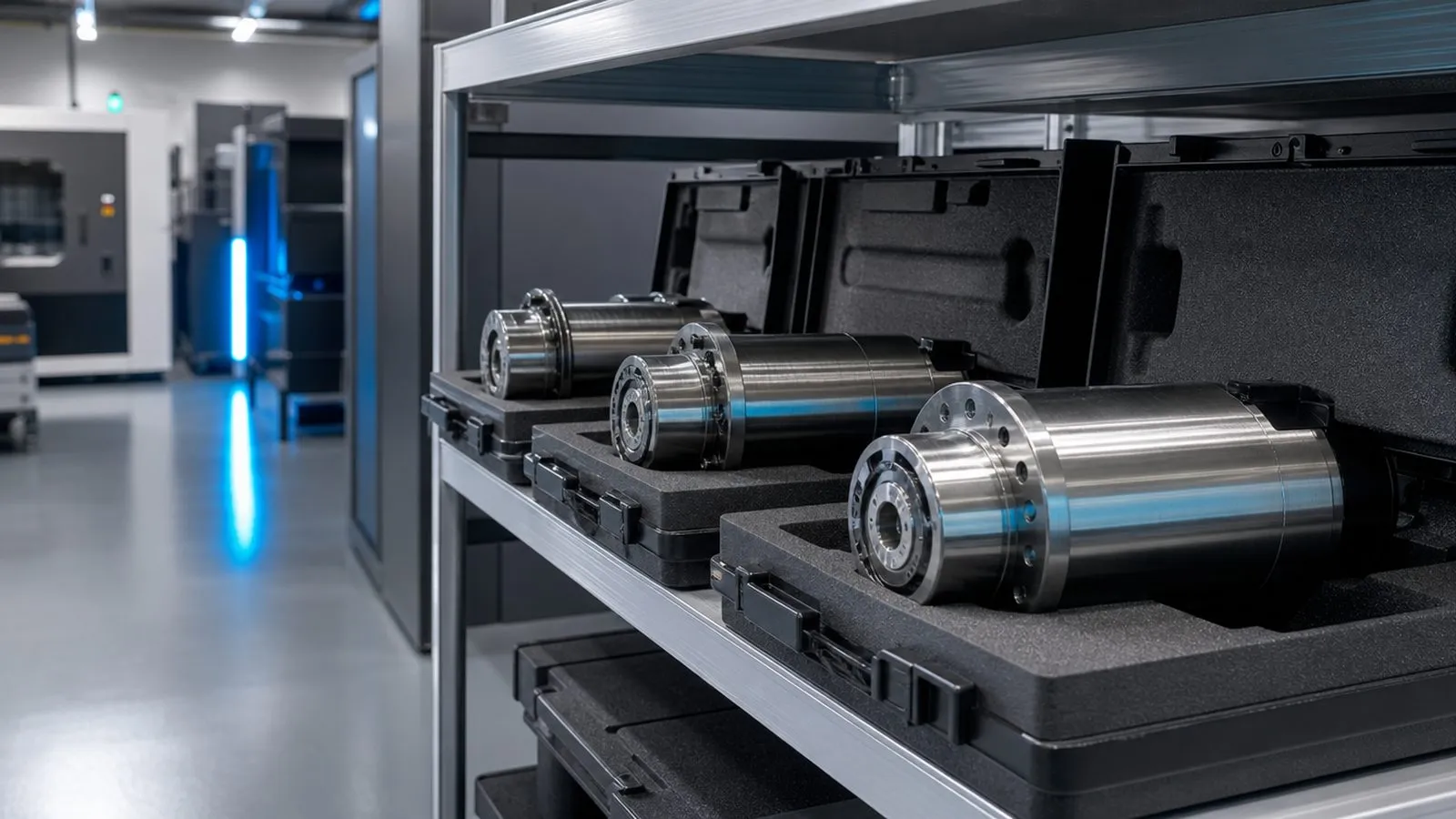 Fertig instand gesetzte Spindel transportsicher verpackt